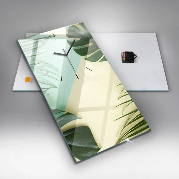 Horloge rectangulaire verticale Feuilles de Monstera