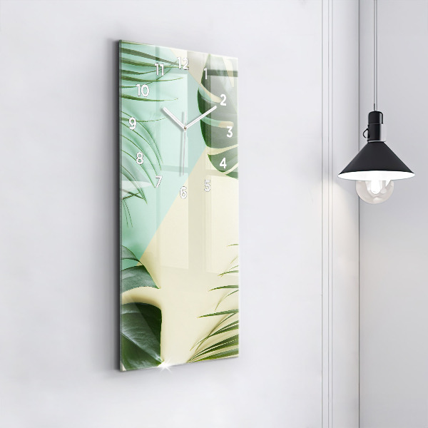 Horloge rectangulaire verticale Feuilles de Monstera