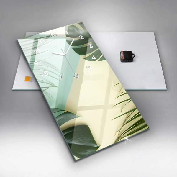 Horloge rectangulaire verticale Feuilles de Monstera
