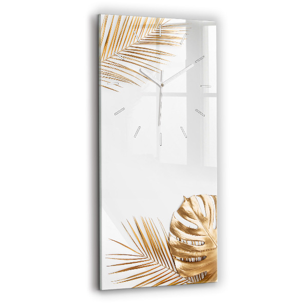 Horloge rectangulaire verticale feuilles tropicales