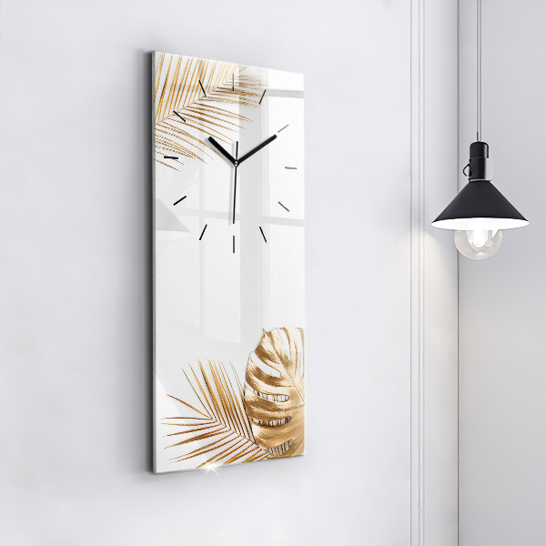 Horloge rectangulaire verticale feuilles tropicales