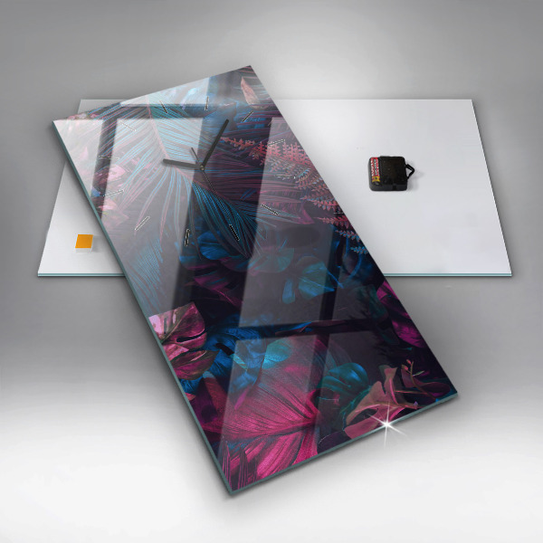 Horloge rectangulaire verticale Fleurs exotiques