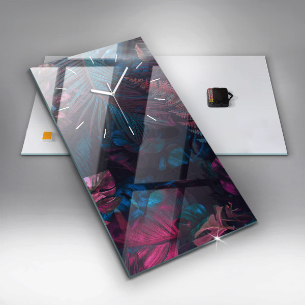 Horloge rectangulaire verticale Fleurs exotiques