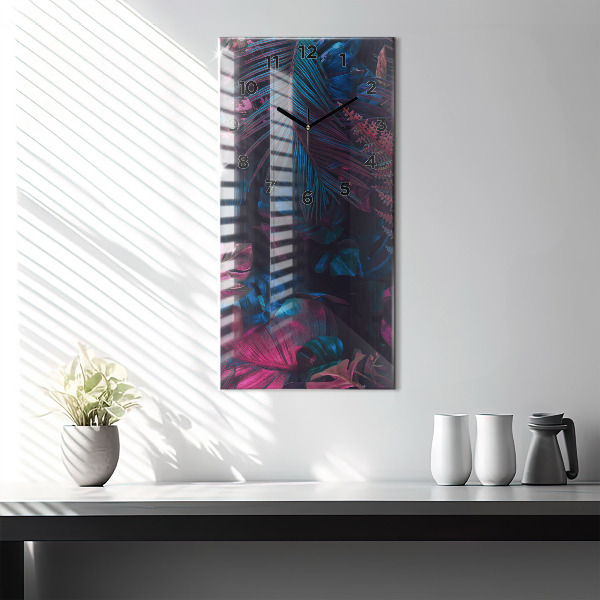 Horloge rectangulaire verticale Fleurs exotiques