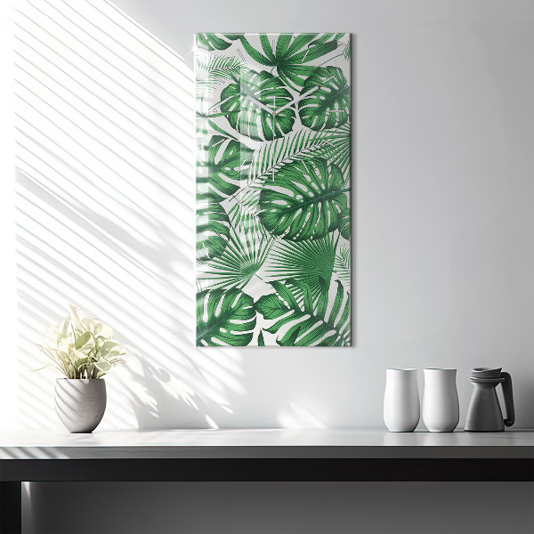 Horloge rectangulaire verticale Feuilles de Monstera