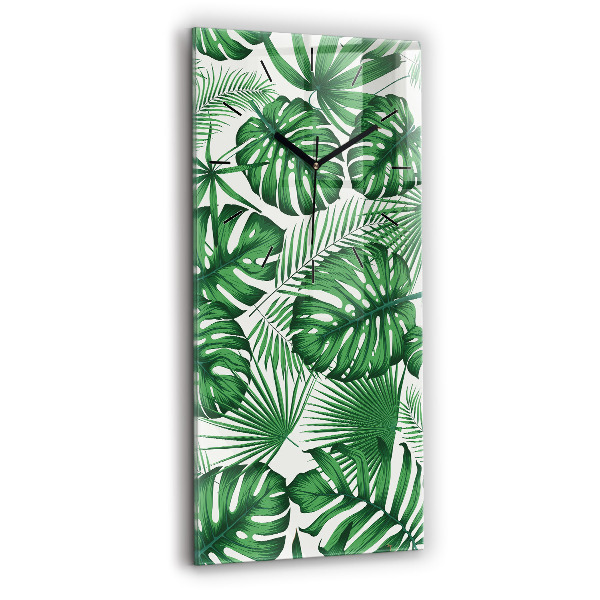 Horloge rectangulaire verticale Feuilles de Monstera