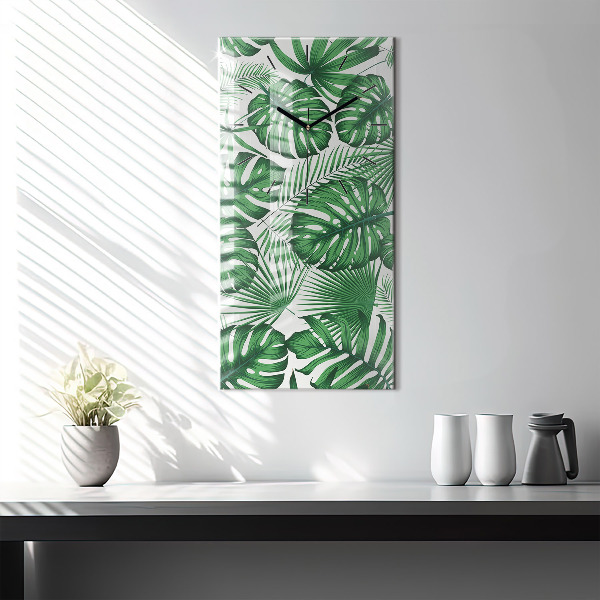Horloge rectangulaire verticale Feuilles de Monstera