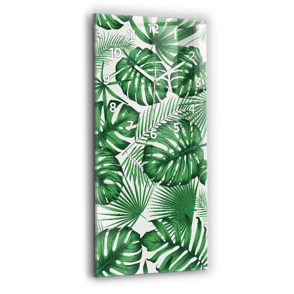 Horloge rectangulaire verticale Feuilles de Monstera