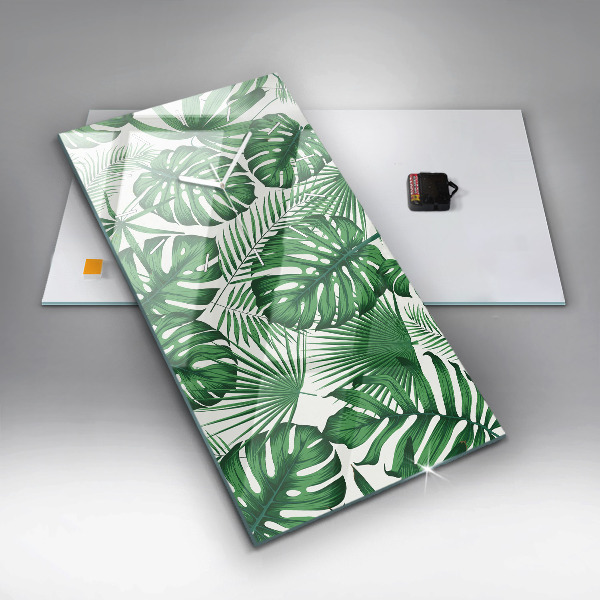 Horloge rectangulaire verticale Feuilles de Monstera