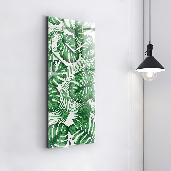 Horloge rectangulaire verticale Feuilles de Monstera