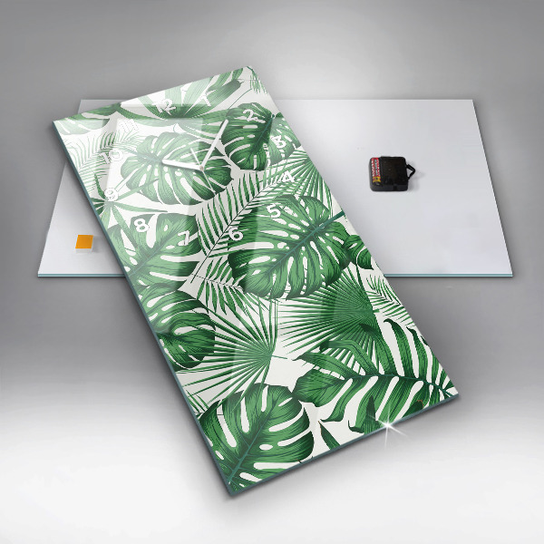 Horloge rectangulaire verticale Feuilles de Monstera