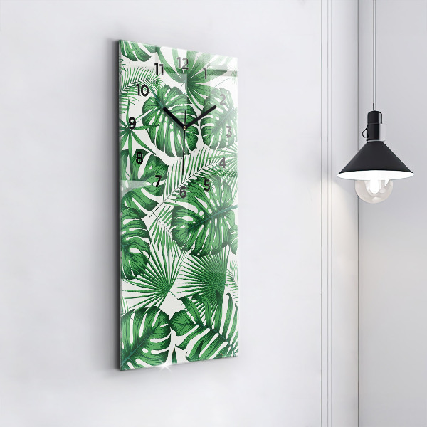 Horloge rectangulaire verticale Feuilles de Monstera