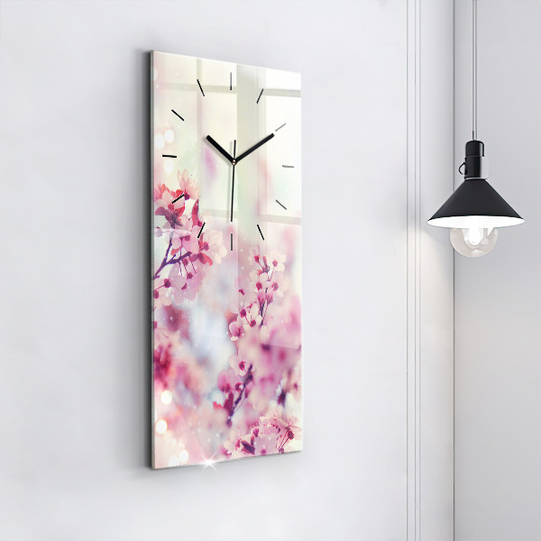 Horloge rectangulaire verticale Fleurs de printemps