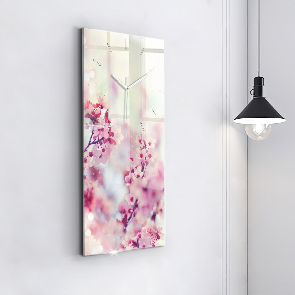 Horloge rectangulaire verticale Fleurs de printemps