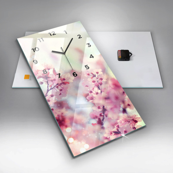Horloge rectangulaire verticale Fleurs de printemps