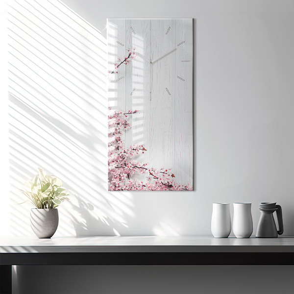 Horloge rectangulaire verticale Fleurs de printemps