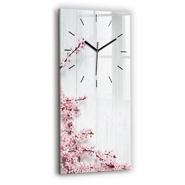 Horloge rectangulaire verticale Fleurs de printemps