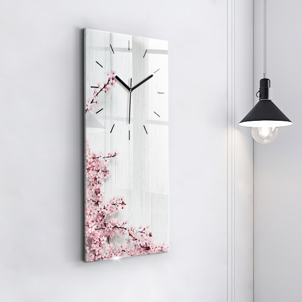 Horloge rectangulaire verticale Fleurs de printemps