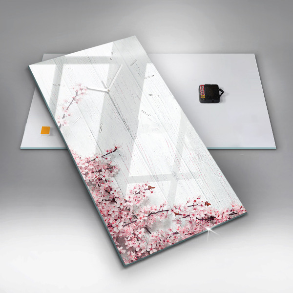 Horloge rectangulaire verticale Fleurs de printemps