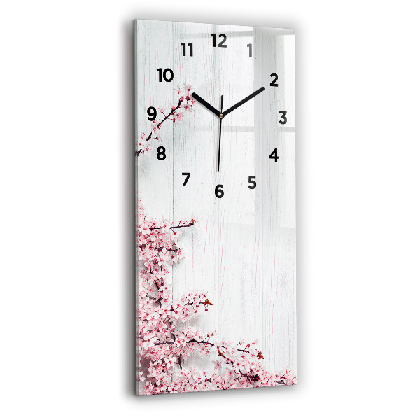 Horloge rectangulaire verticale Fleurs de printemps
