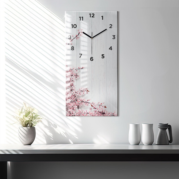 Horloge rectangulaire verticale Fleurs de printemps