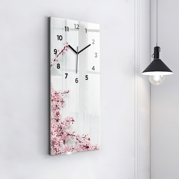 Horloge rectangulaire verticale Fleurs de printemps