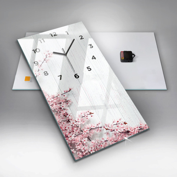 Horloge rectangulaire verticale Fleurs de printemps