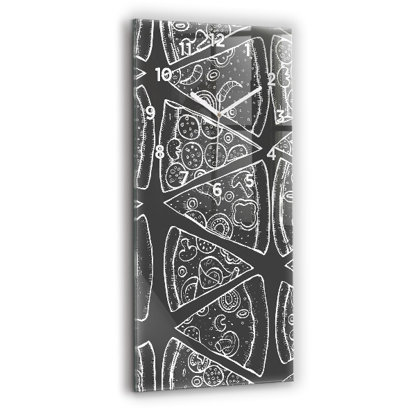 Horloge rectangulaire verticale Pizza peinte