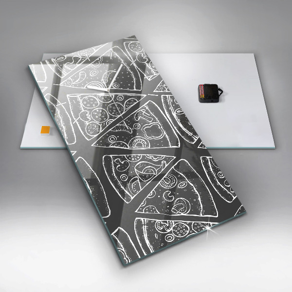 Horloge rectangulaire verticale Pizza peinte