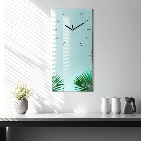 Horloge rectangulaire verticale Palmiers verts
