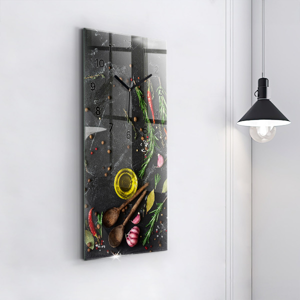 Horloge murale verticale Épices sur le comptoir