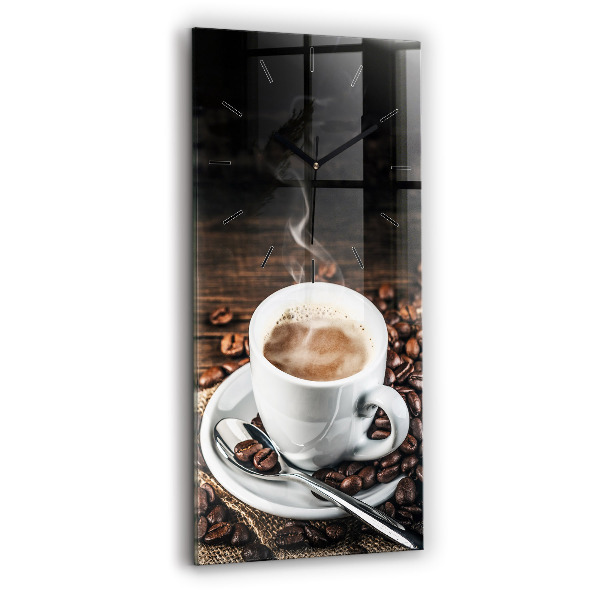 Horloge murale verticale Tasse et grains de café