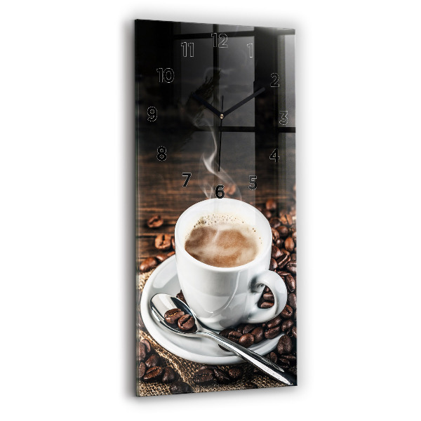 Horloge murale verticale Tasse et grains de café