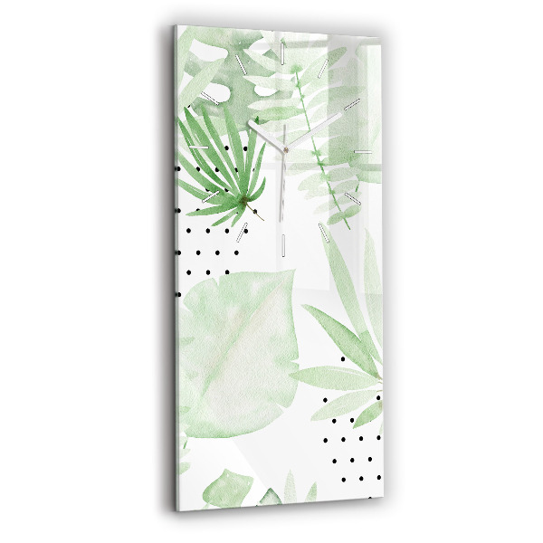 Horloge murale verticale Feuilles vertes