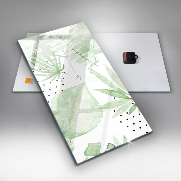 Horloge murale verticale Feuilles vertes