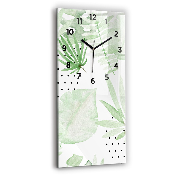 Horloge murale verticale Feuilles vertes