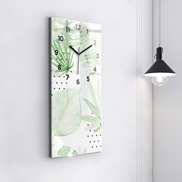 Horloge murale verticale Feuilles vertes