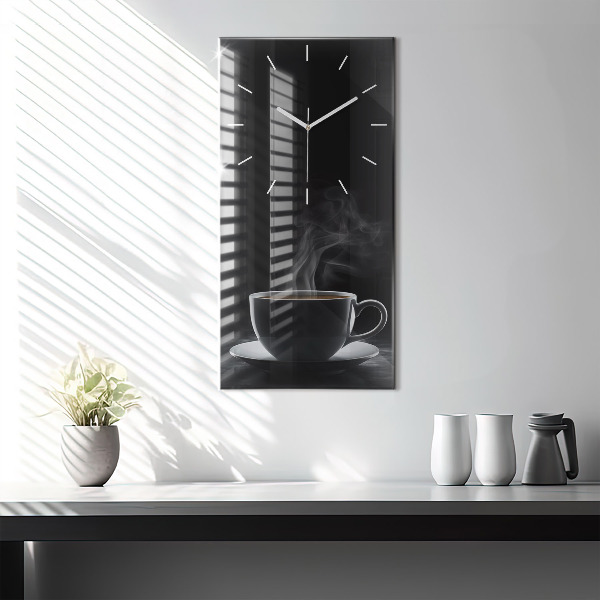 Horloge murale verticale Une tasse de café noir