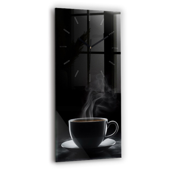 Horloge murale verticale Une tasse de café noir