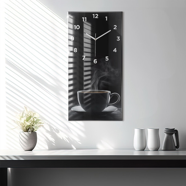 Horloge murale verticale Une tasse de café noir