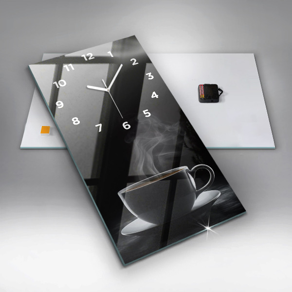 Horloge murale verticale Une tasse de café noir