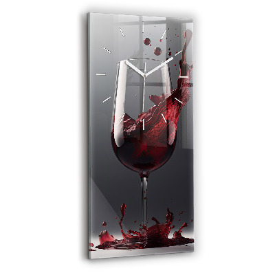 Horloge murale verticale Un verre de vin rouge