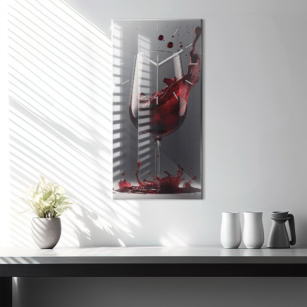 Horloge murale verticale Un verre de vin rouge