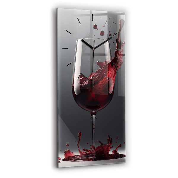 Horloge murale verticale Un verre de vin rouge