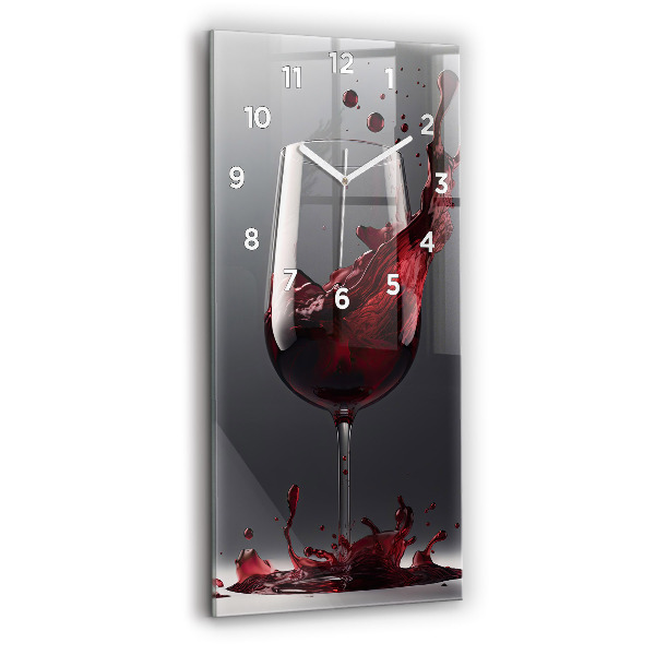 Horloge murale verticale Un verre de vin rouge