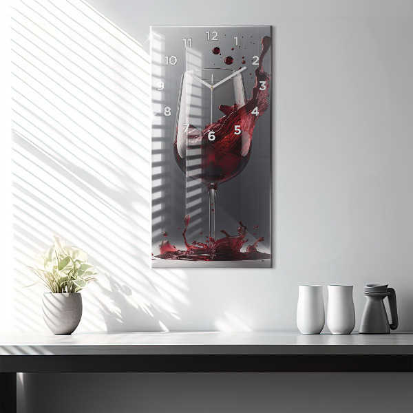 Horloge murale verticale Un verre de vin rouge