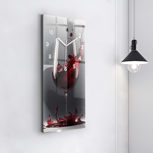 Horloge murale verticale Un verre de vin rouge