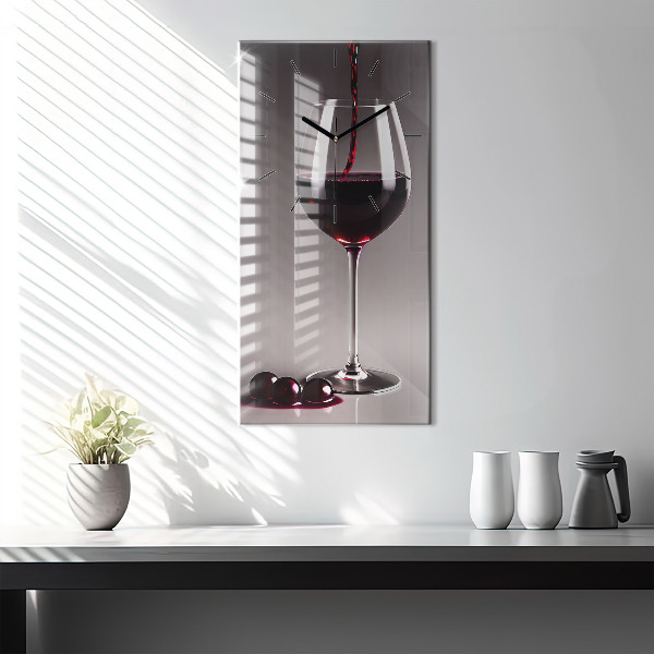 Horloge murale verticale Un verre de vin rouge