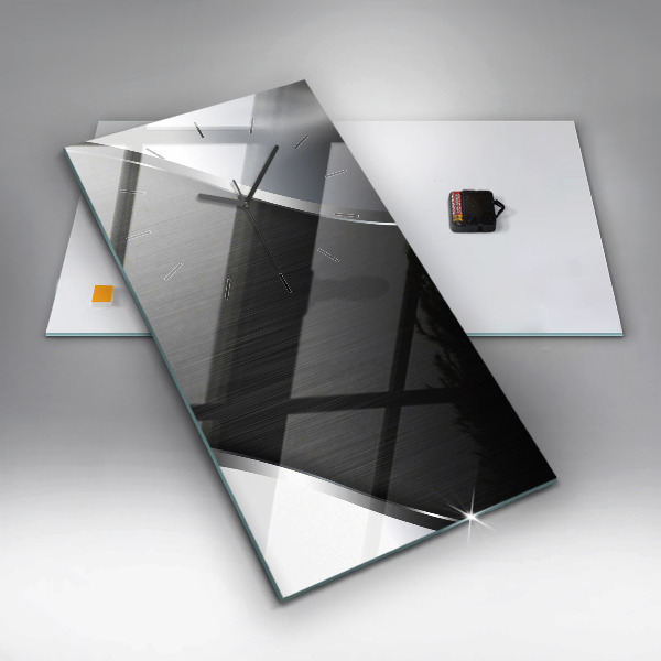 Horloge murale verticale Lignes noires et argentées