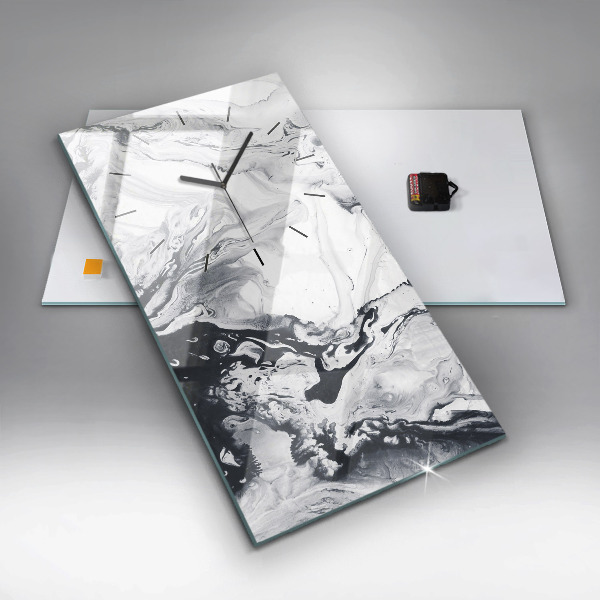 Horloge rectangulaire verticale 'Marbre à l''encre abstrait'